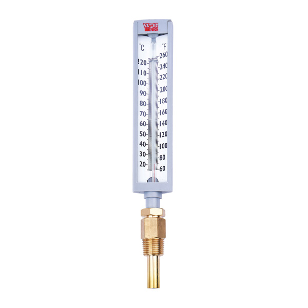 Hot Water and Refrigerant Line Thermometer Straight Pattern with Brass Well  1/2 in. NPT (40 to 280°F)