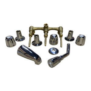 8" Three-Handle Chrome Plated Tub/Shower Faucet with Tub Spout, Shower Head, and Shower Arm