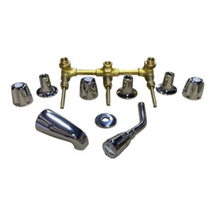 11" Three-Handle Chrome Plated Tub/Shower Faucet with Tub Spout, Shower Head, and Shower Arm