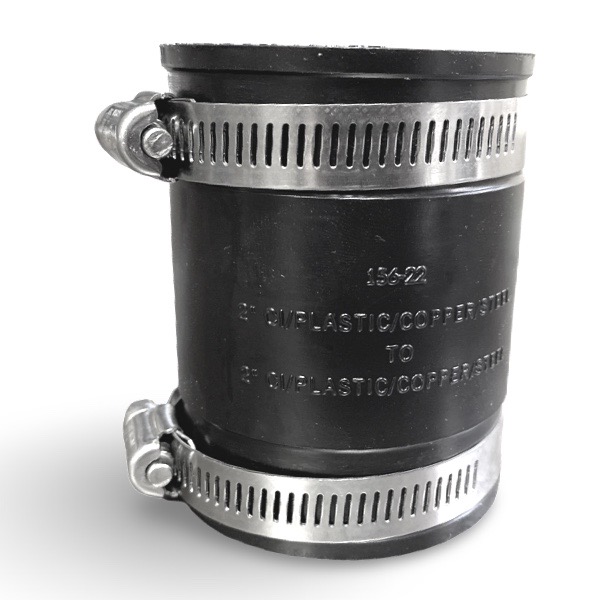 Rubber Transition Coupling 2" X 2" Cast Iron/PVC X Cast Iron/PVC