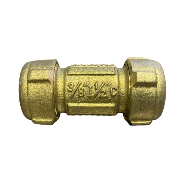 3/8" IPS Short Brass Compression Coupling (Lead-Free) (Also fits 1/2" CTS)