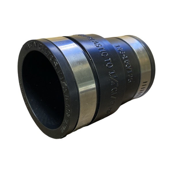 Rubber Transition Coupling 1 1/2" X 1 1/4" Cast Iron/PVC X Cast Iron/PVC