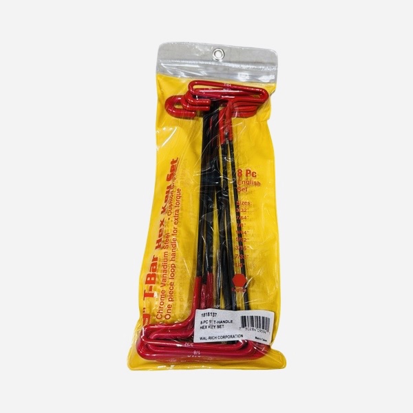 9" 8 Piece T-Handle Hex Key Set
