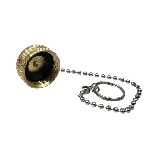 3/4" FHT Brass Hose Cap With Chain