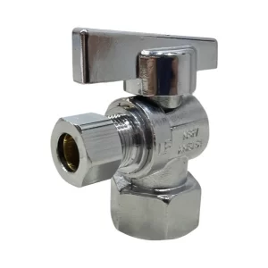 3/8" OD X 1/2" IPS Angle Quarter-Turn Compression Stop (Lead-Free)