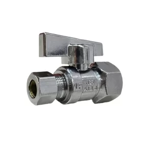 3/8" OD X 1/2" IPS Straight Quarter-Turn Compression Stop (Lead-Free)