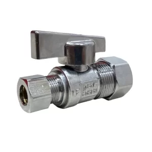 3/8" OD X 5/8" OD Straight Quarter-Turn Compression Stop (Lead-Free)