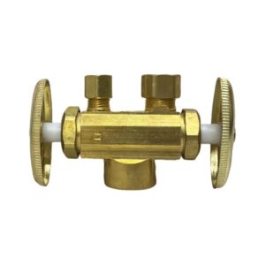 1/4" OD X 3/8" OD X 1/2"IPS Brass Dual Shutoff Stop (Lead-Free)