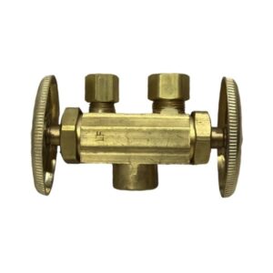 1/4" OD X 3/8" OD X 1/2" SWT Brass Dual Shutoff Stop (Lead-Free)