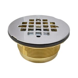 2" No-Caulk Brass Shower Strainer With Jiffy & Grid