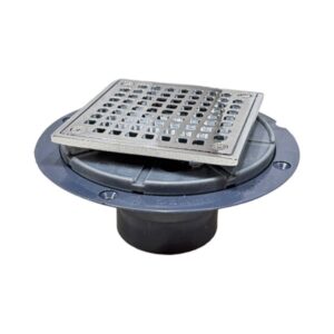 2" PVC Shower Pan Liner Drain With Chrome Plated Brass Square Strainer