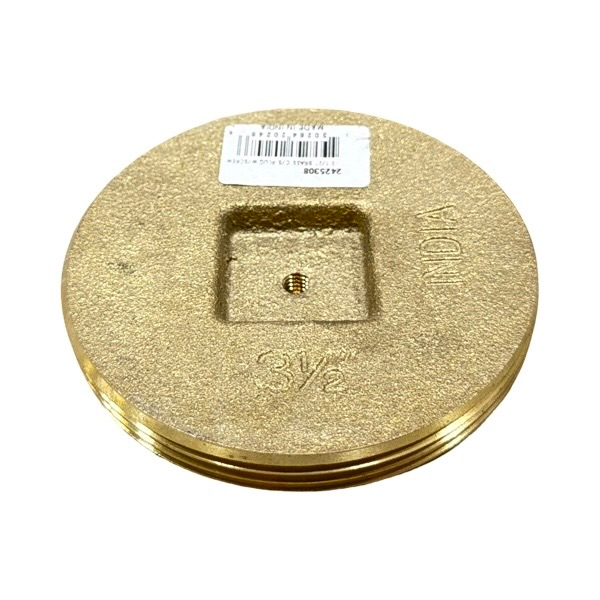 3 1/2" Brass Countersunk Cleanout Plug - Tapped