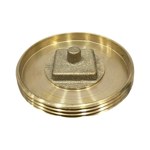 3 1/2" Brass Countersunk Cleanout Plug - Tapped